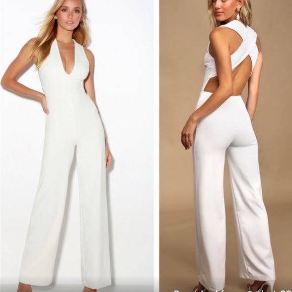 Lulus Pants - Lulus white wide leg open back jumpsuit nwot